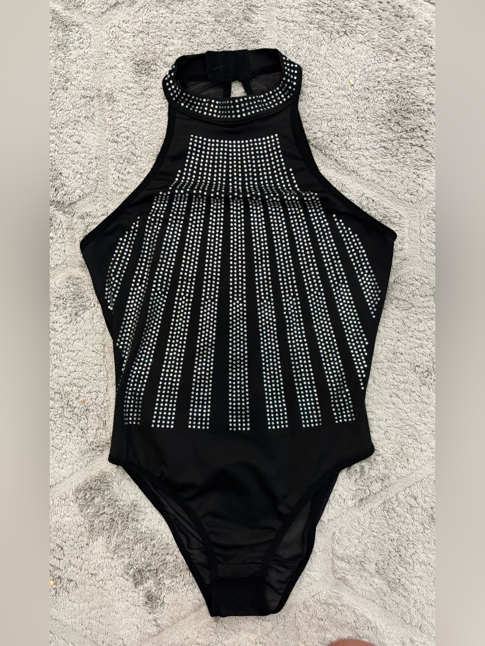 Black rhinestone bodysuit